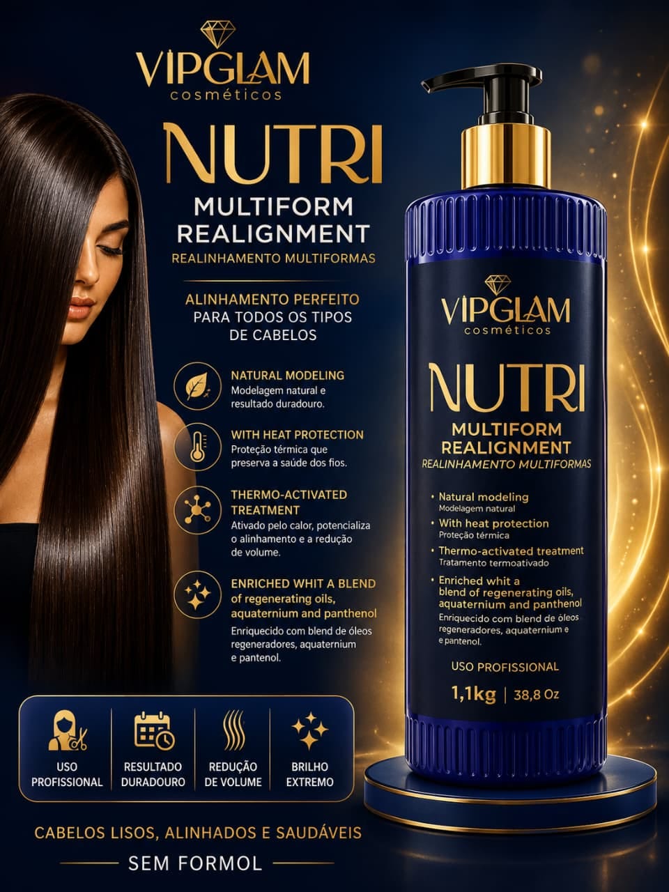 VipGlam Nutri - Realinhamento Multiformas (1,1kg)